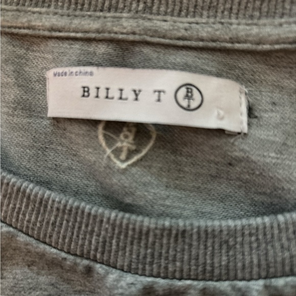 BILLY T sweatshirt, gray, Mostly Sunny in white embroidery, French Terry cotton - Picture 6 of 6